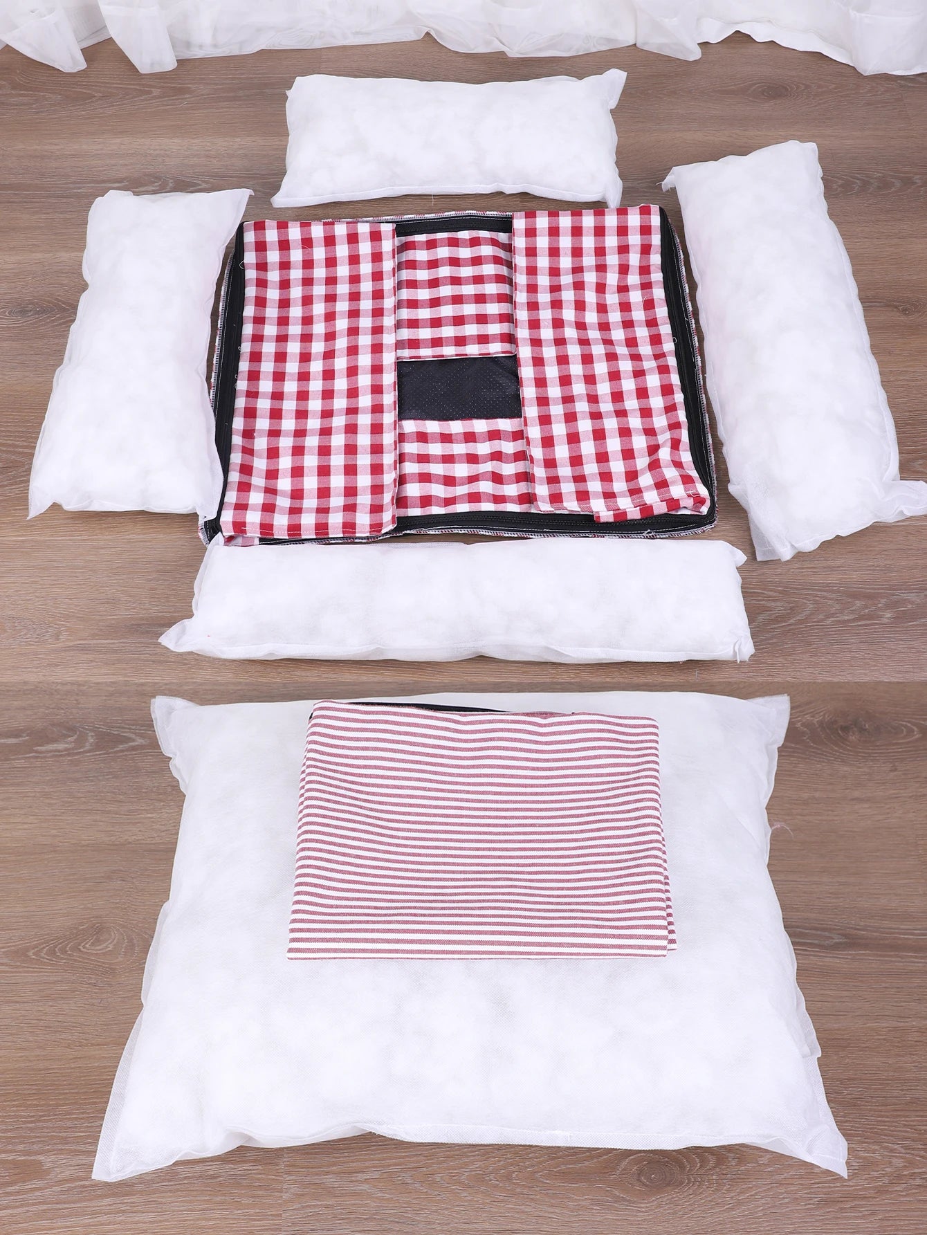 Plaid Dog Bed with Cushion