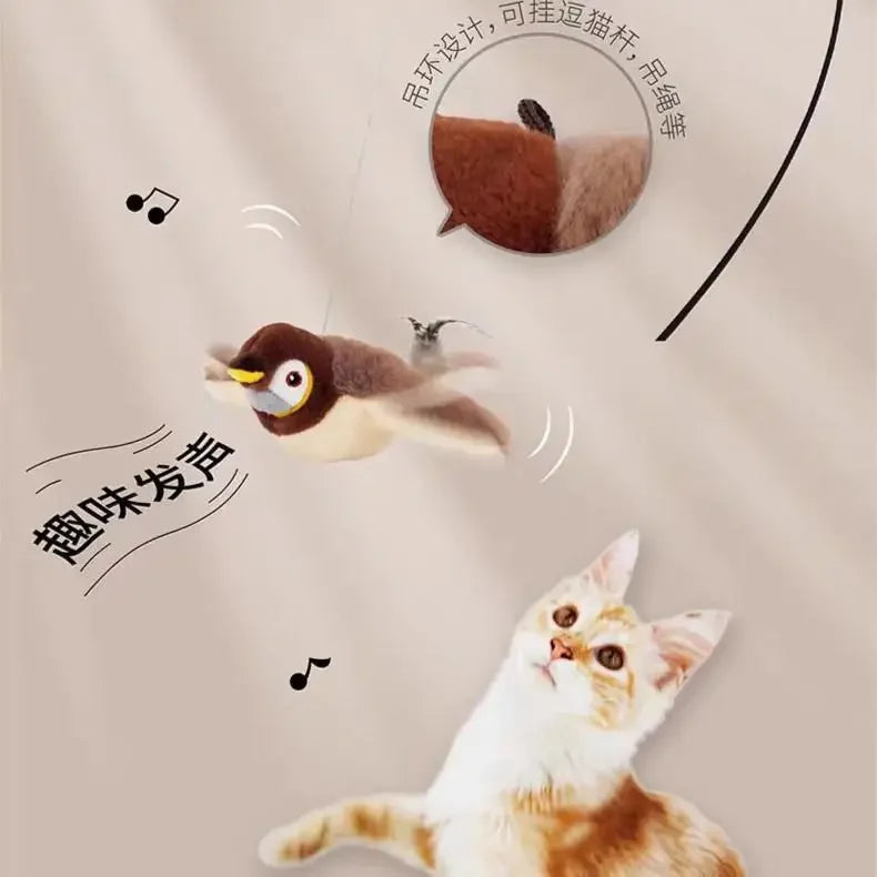 Interactive Plush Bird Cat Toy