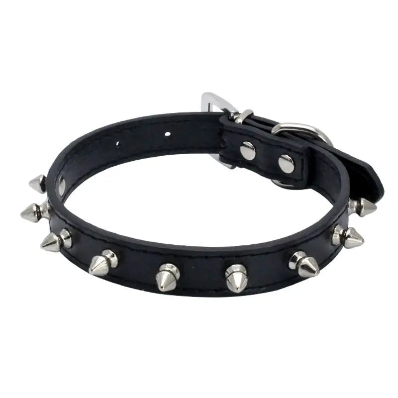 Spiked Pet Collar – Adjustable PU Leather Collar for Dogs & Cats