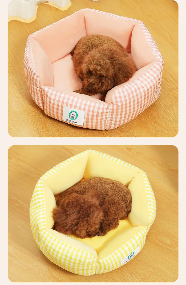 Luxury Pet Bed – Soft Cotton Square Bed for Dogs and Cats
