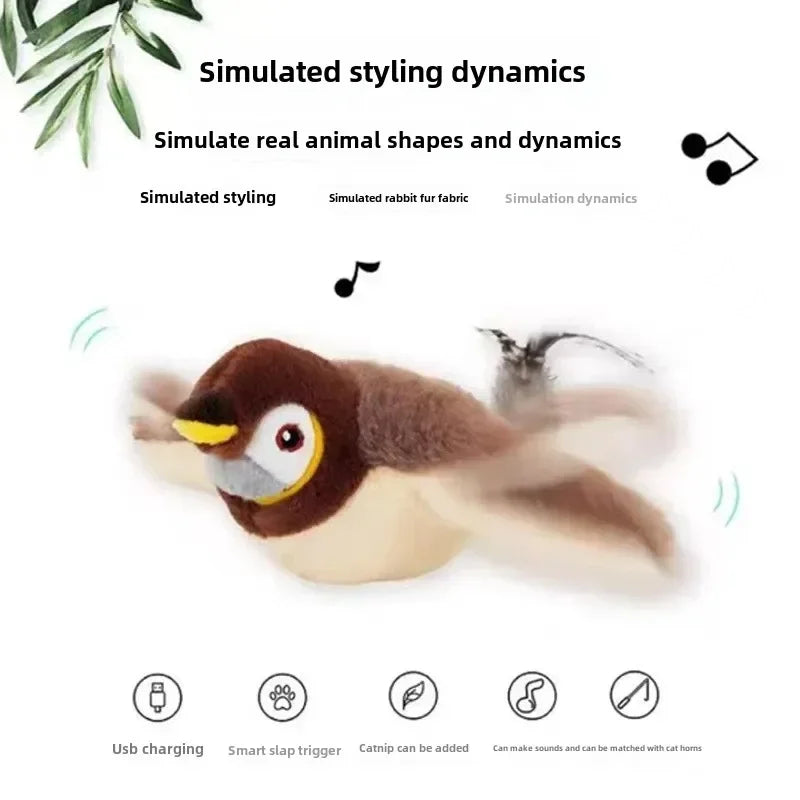 Interactive Plush Bird Cat Toy