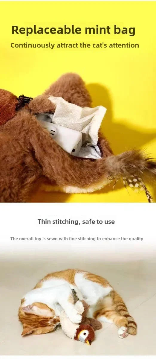 Interactive Plush Bird Cat Toy
