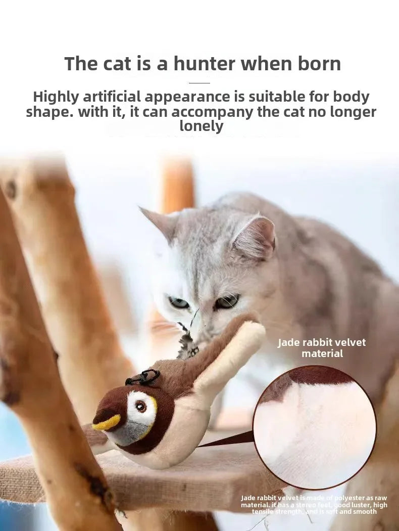 Interactive Plush Bird Cat Toy
