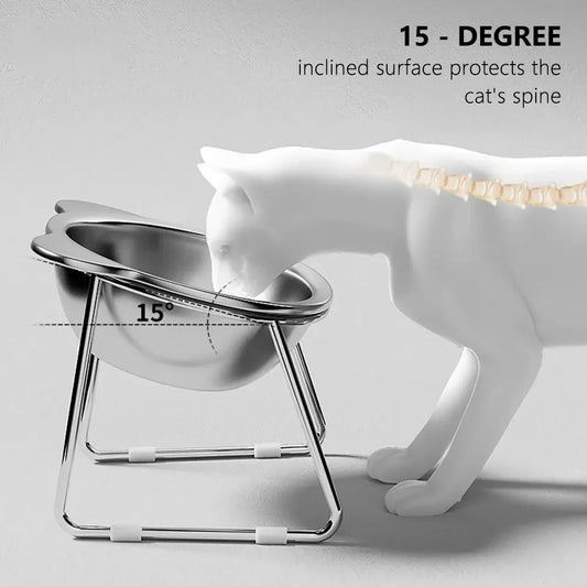 Raised Cat Bowl with 15° Tilted Neck Guard