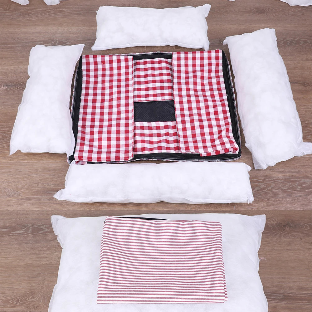 Plaid Dog Bed with Cushion