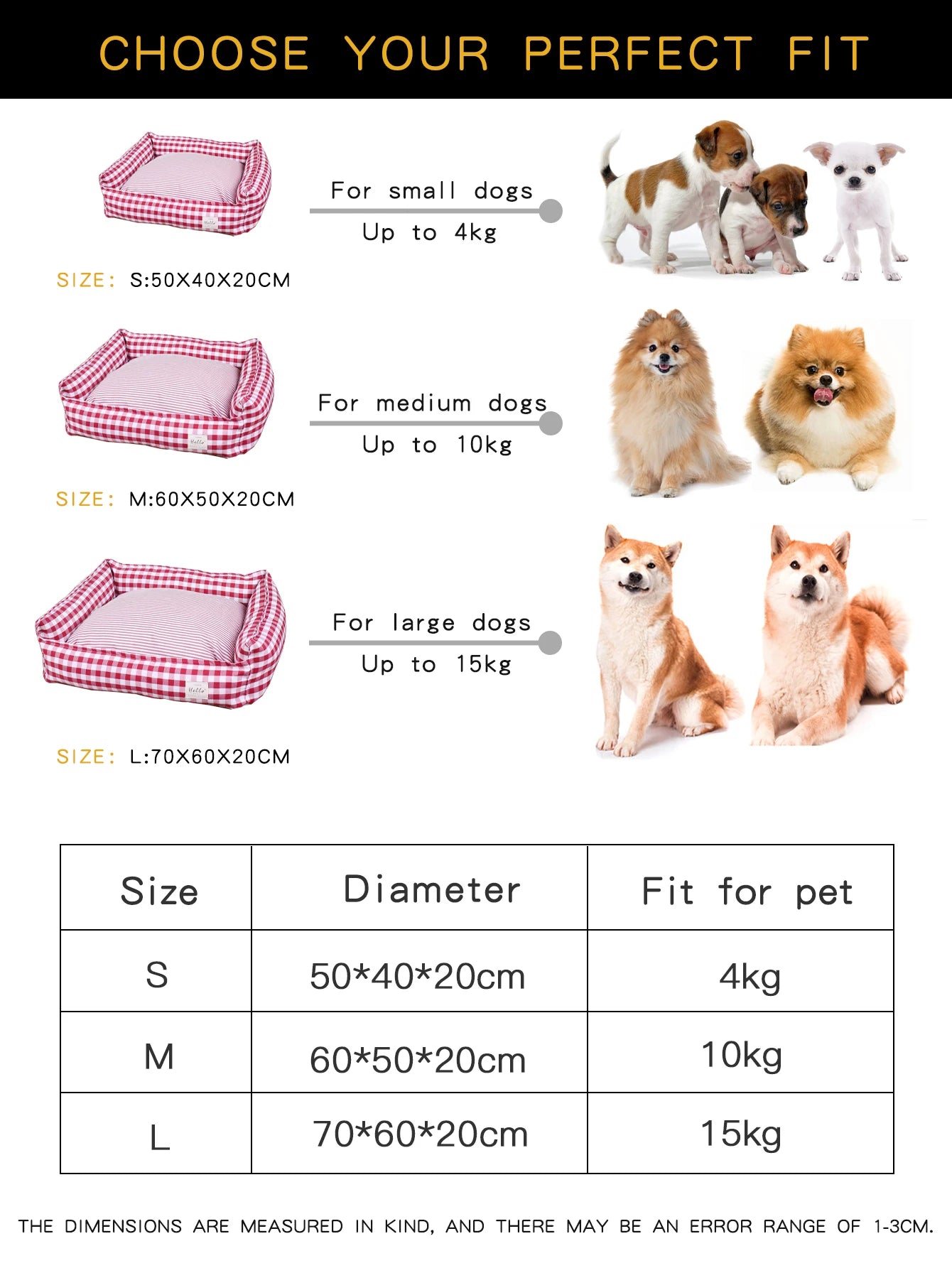 Plaid Dog Bed with Cushion
