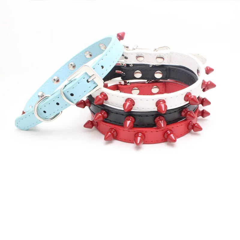 Spiked Pet Collar – Adjustable PU Leather Collar for Dogs & Cats