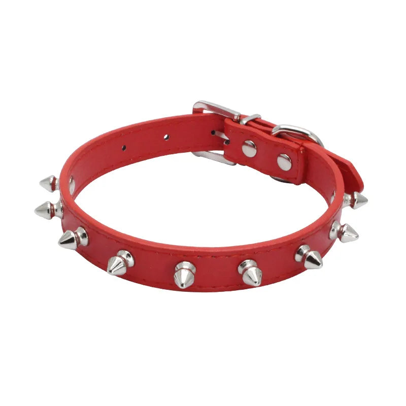 Spiked Pet Collar – Adjustable PU Leather Collar for Dogs & Cats