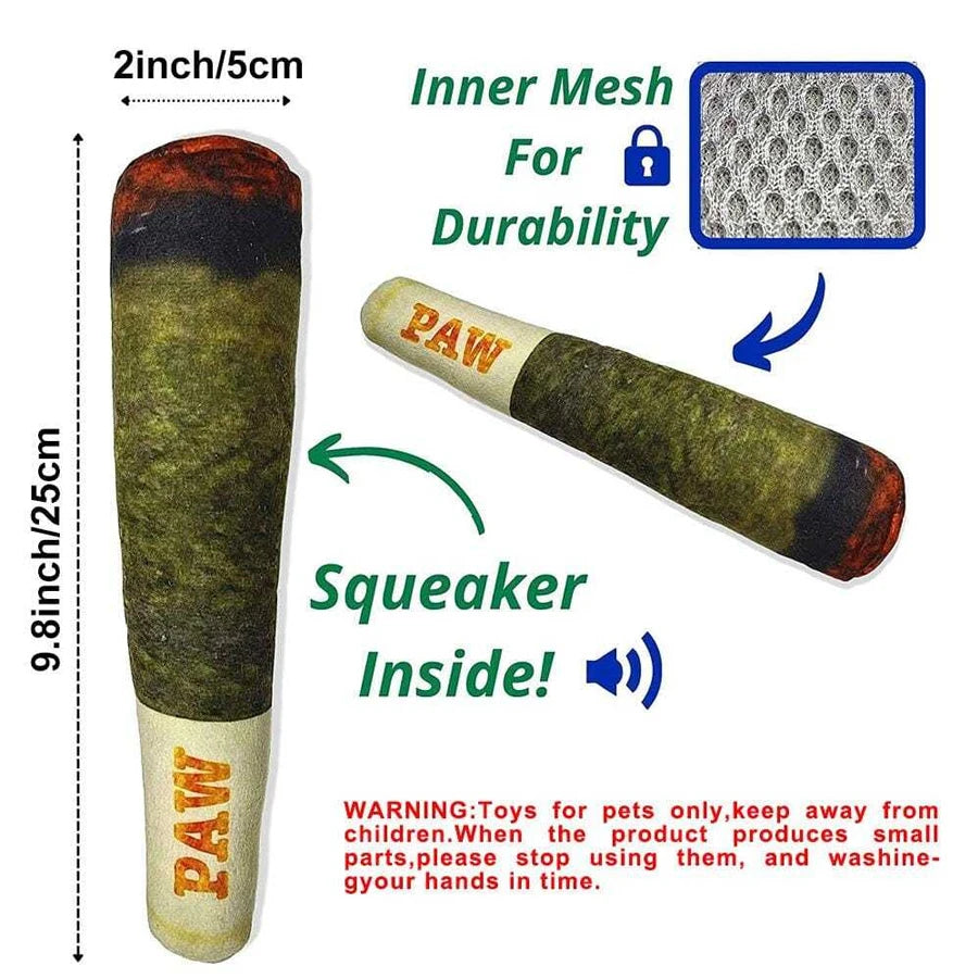Funny Cigar Plush Dog Toy with Squeaker