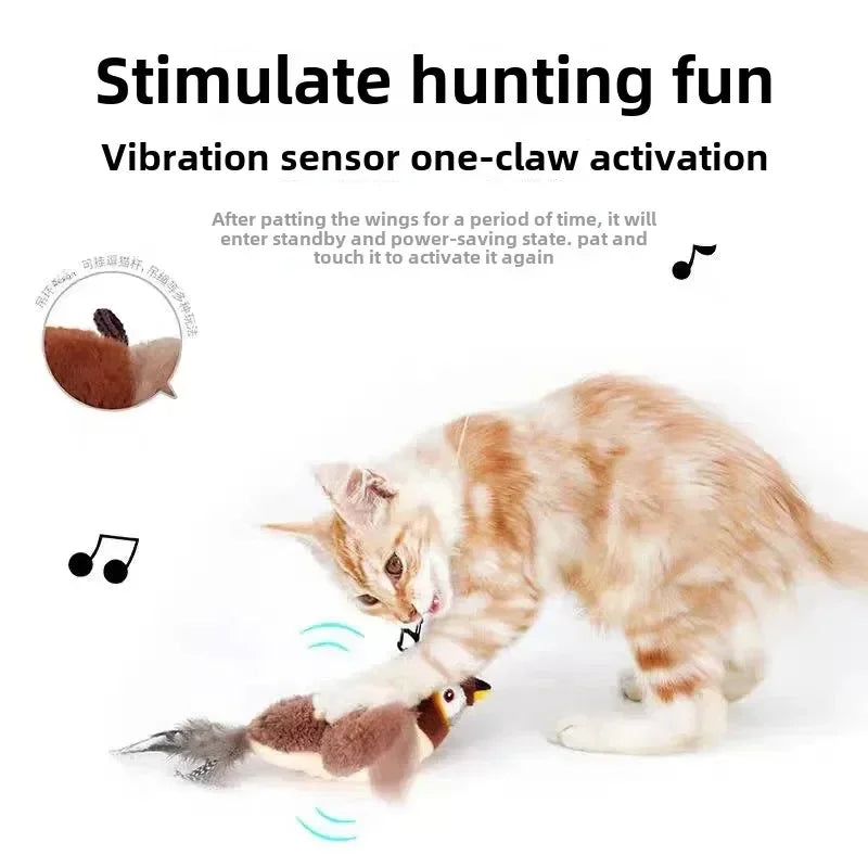 Interactive Plush Bird Cat Toy
