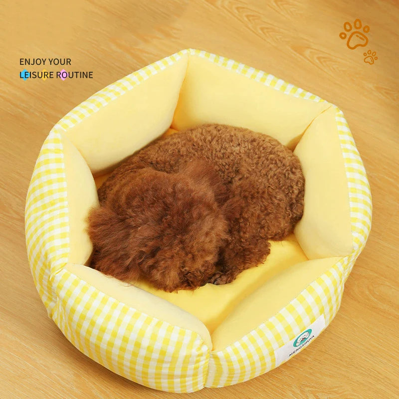 Luxury Pet Bed – Soft Cotton Square Bed for Dogs and Cats
