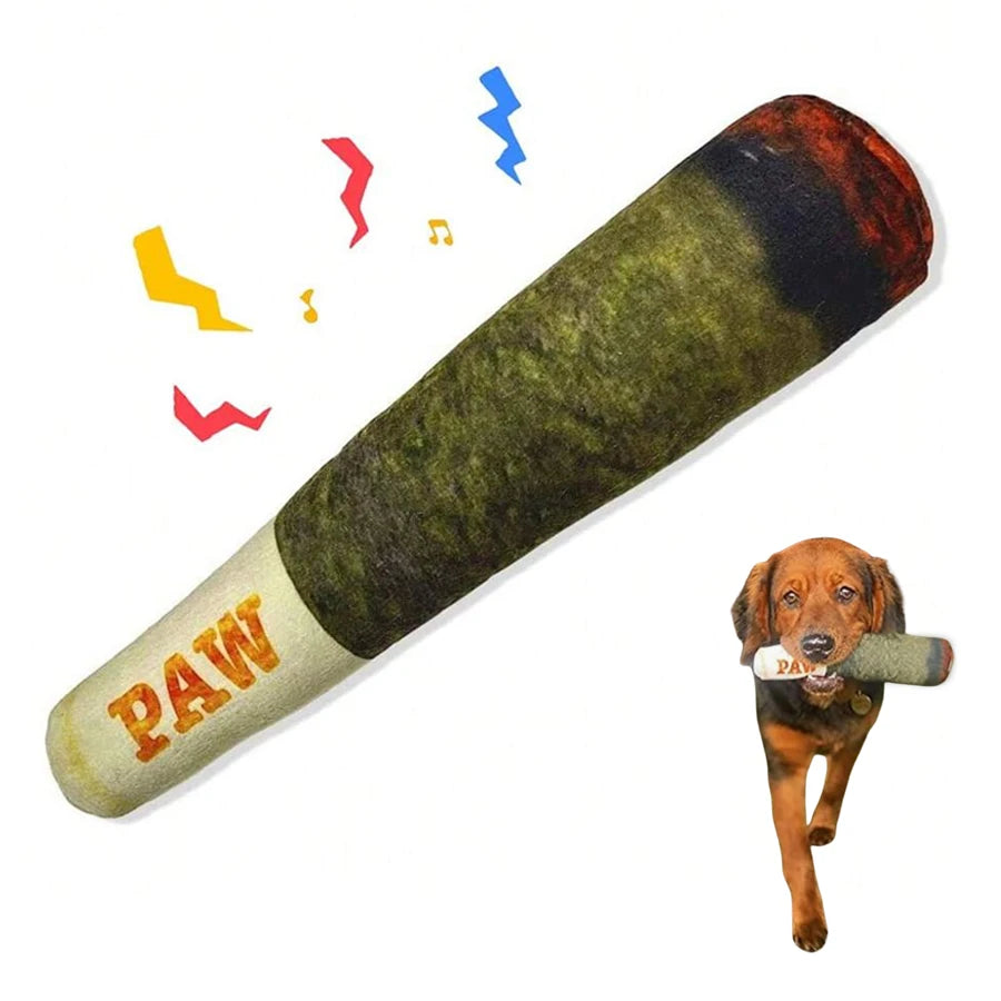 Funny Cigar Plush Dog Toy with Squeaker