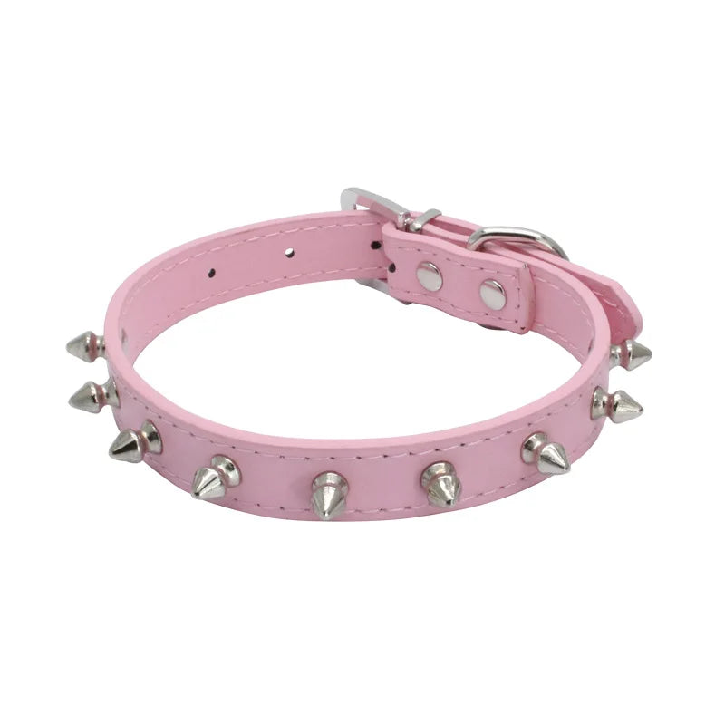 Spiked Pet Collar – Adjustable PU Leather Collar for Dogs & Cats
