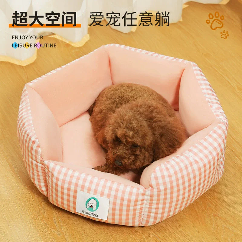 Luxury Pet Bed – Soft Cotton Square Bed for Dogs and Cats