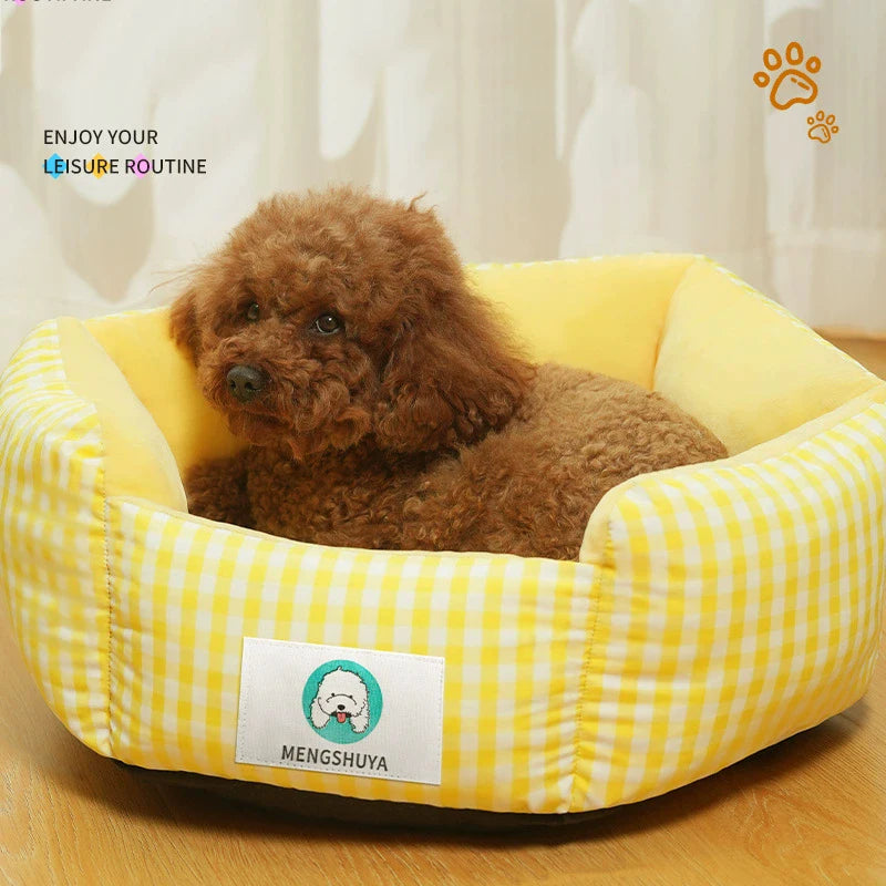 Luxury Pet Bed – Soft Cotton Square Bed for Dogs and Cats