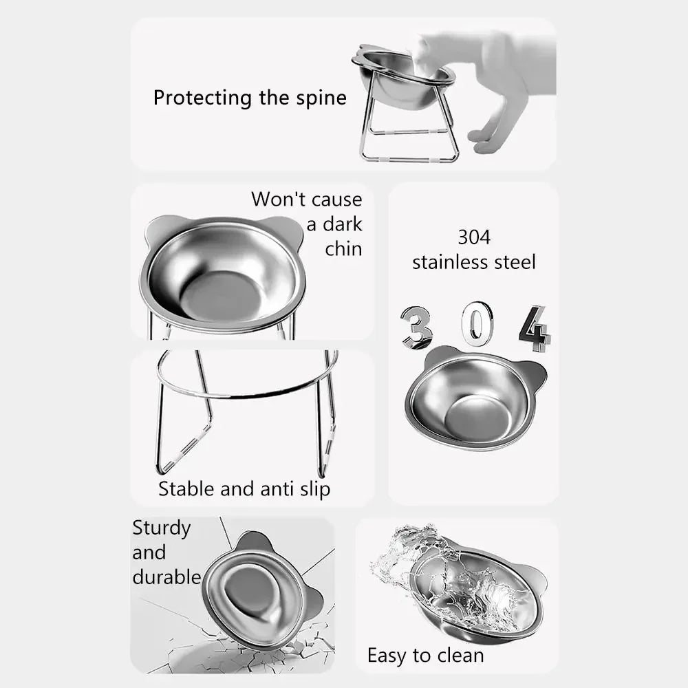 Raised Cat Bowl with 15° Tilted Neck Guard