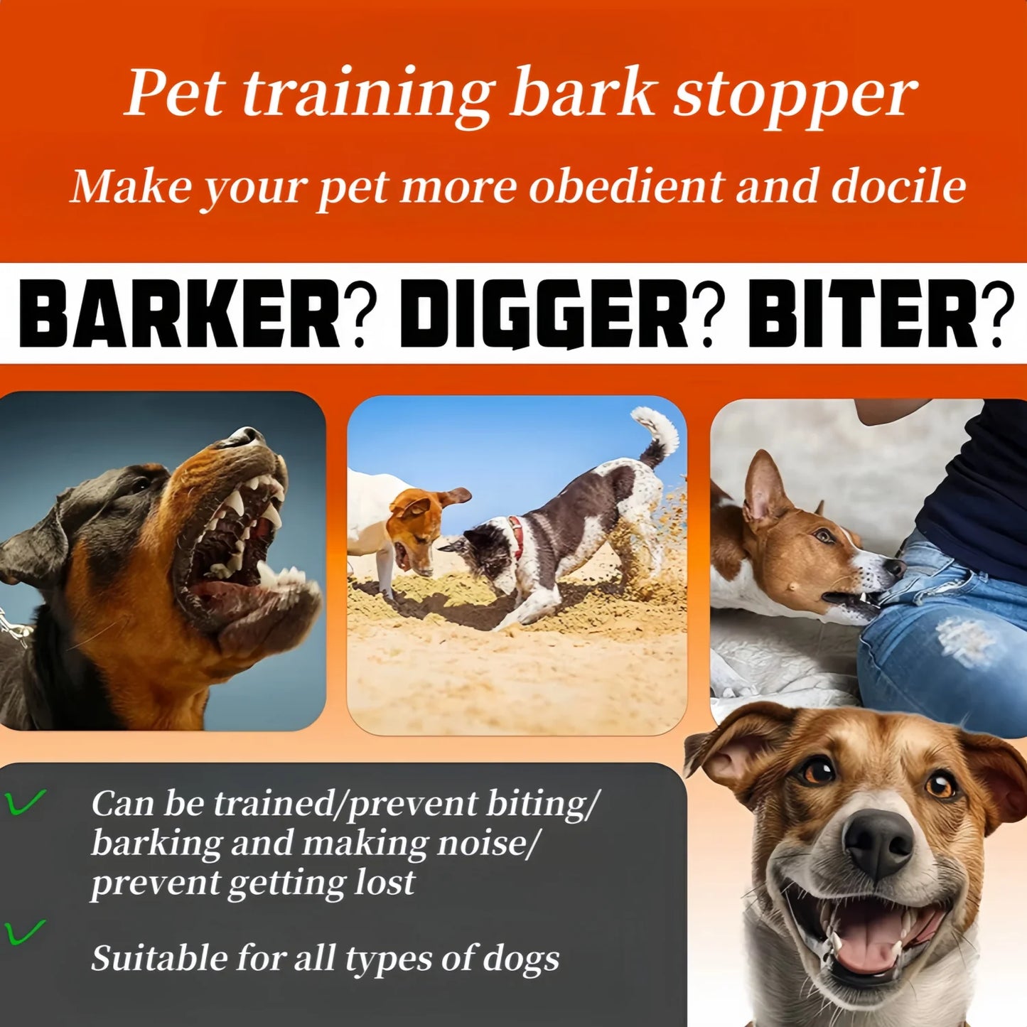 Anti-Barking Training Collar – Waterproof & Rechargeable