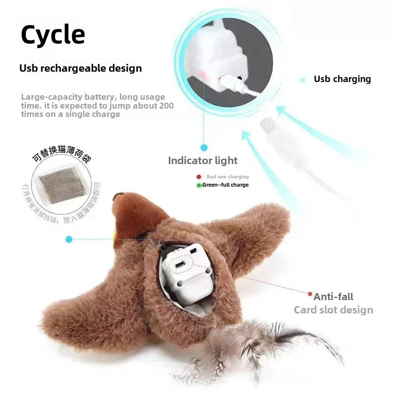 Interactive Plush Bird Cat Toy
