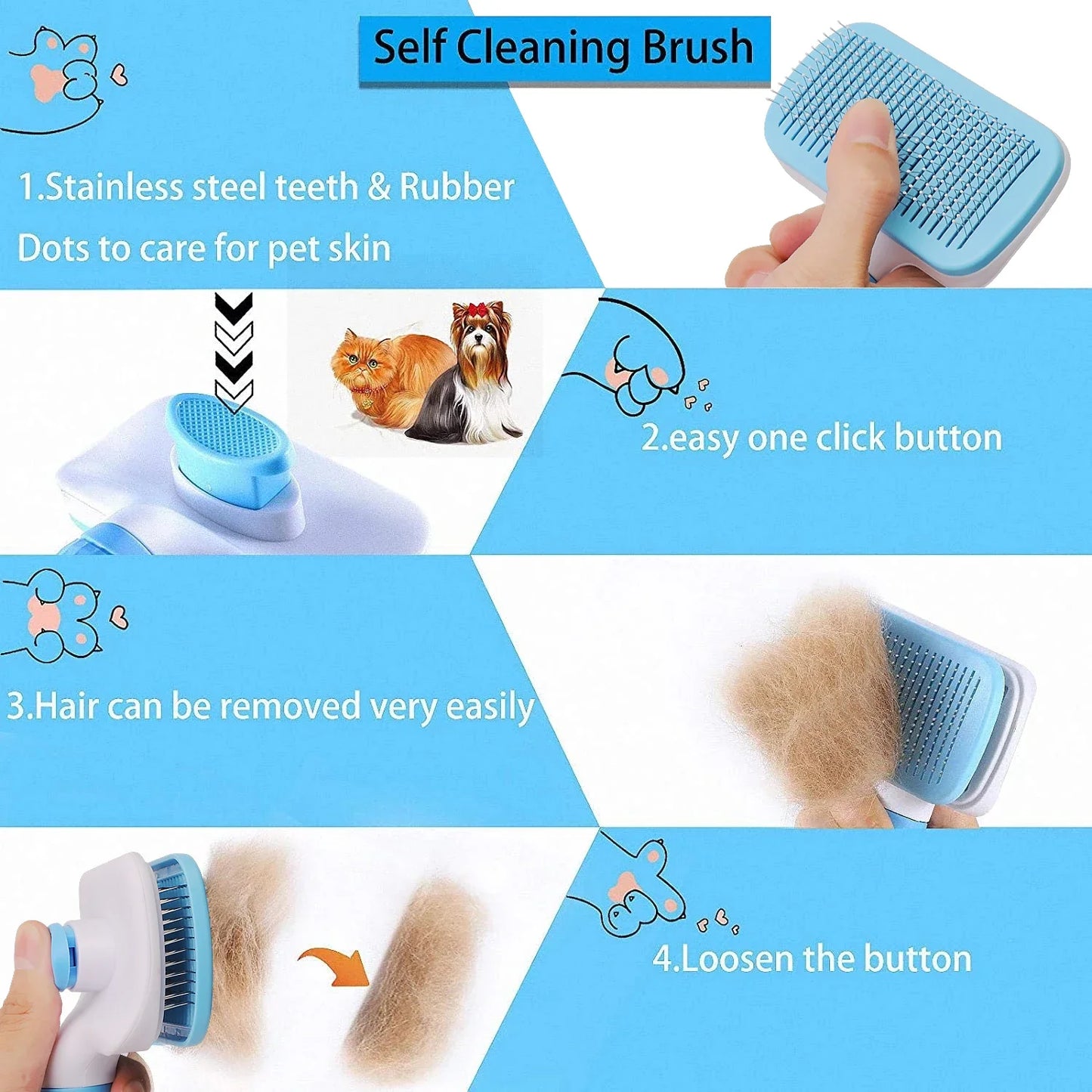 Self-Cleaning Pet Hair Remover Brush