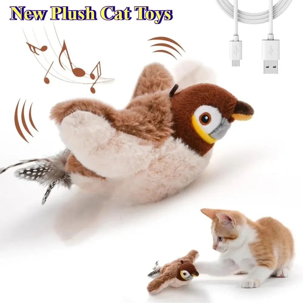 Interactive Plush Bird Cat Toy