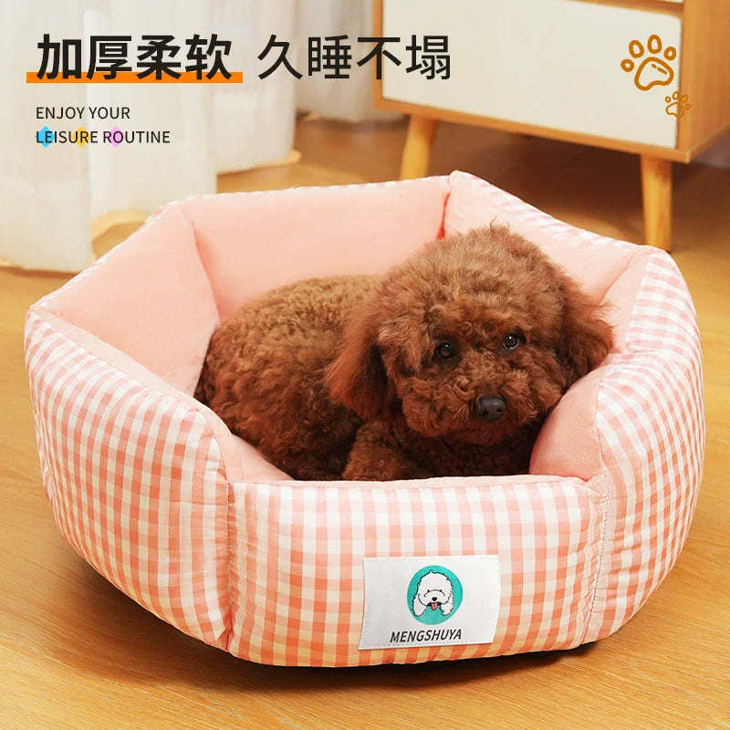 Luxury Pet Bed – Soft Cotton Square Bed for Dogs and Cats