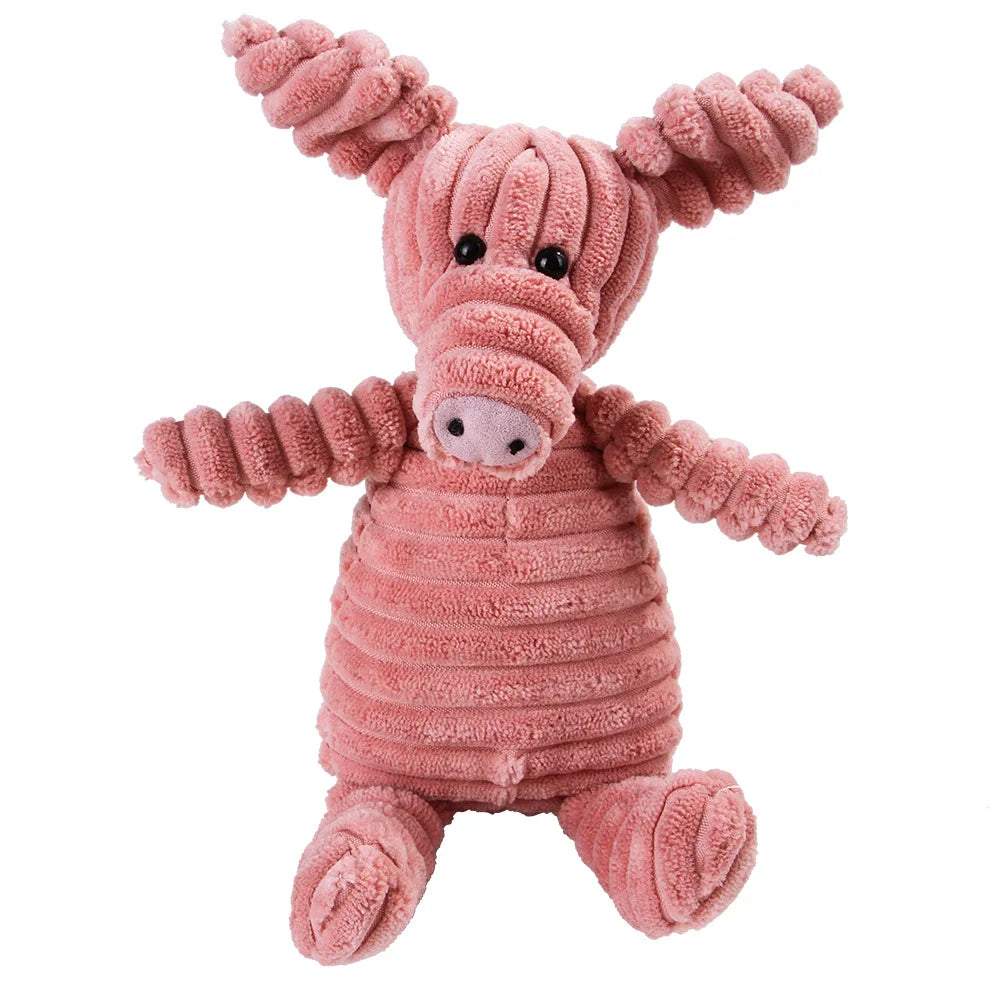 Corduroy Plush Dog Toy with Squeaker