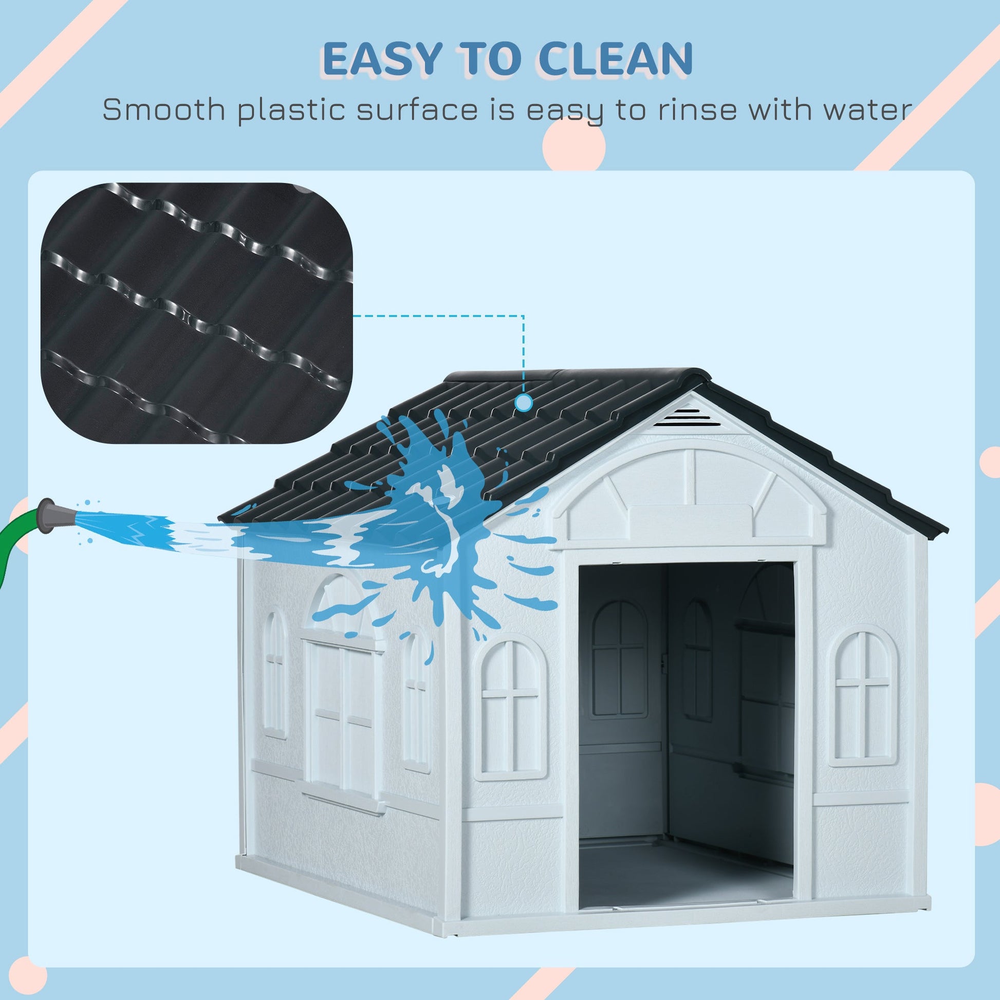 Plastic Weatherproof Dog House, Grey-4