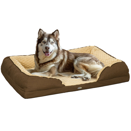 Calming Dog Bed Pet Mattress w/ Removable Cover, Anti-Slip Bottom, for Large Dogs, 120L x 80W x 22Hcm - Brown-0