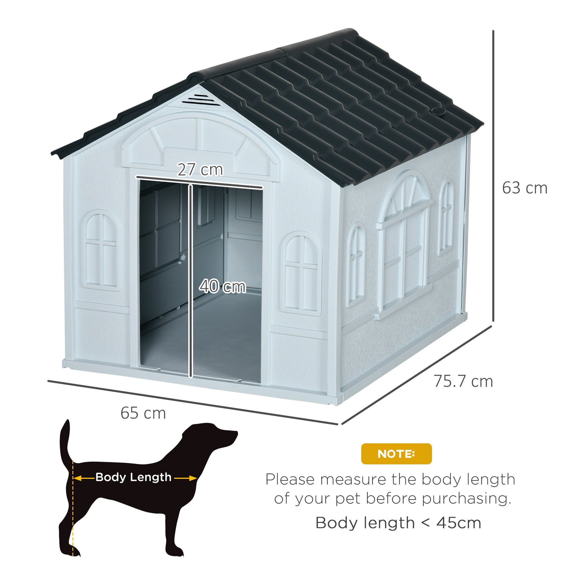Plastic Weatherproof Dog House, Grey-2