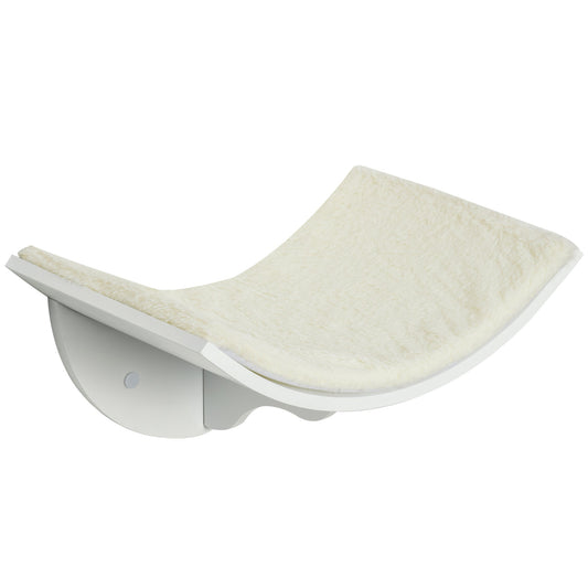 Wood Cat Shelves Wall-Mounted Shelter Curved Kitten Bed Cat Perch Climber Cat Furniture 41 x 28 x 21cm White-0