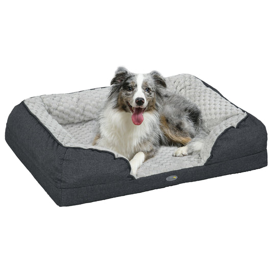 Calming Dog Bed Pet Mattress w/ Removable Cover, Anti-Slip Bottom, for Medium Dogs, 90L x 69W x 21Hcm - Charcoal Grey-0