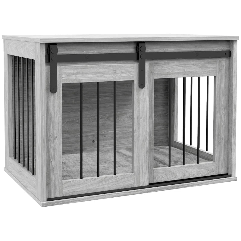 PawHut 80cm Dog Crate Furniture with Removable Cushion for Large Dogs in Grey-0
