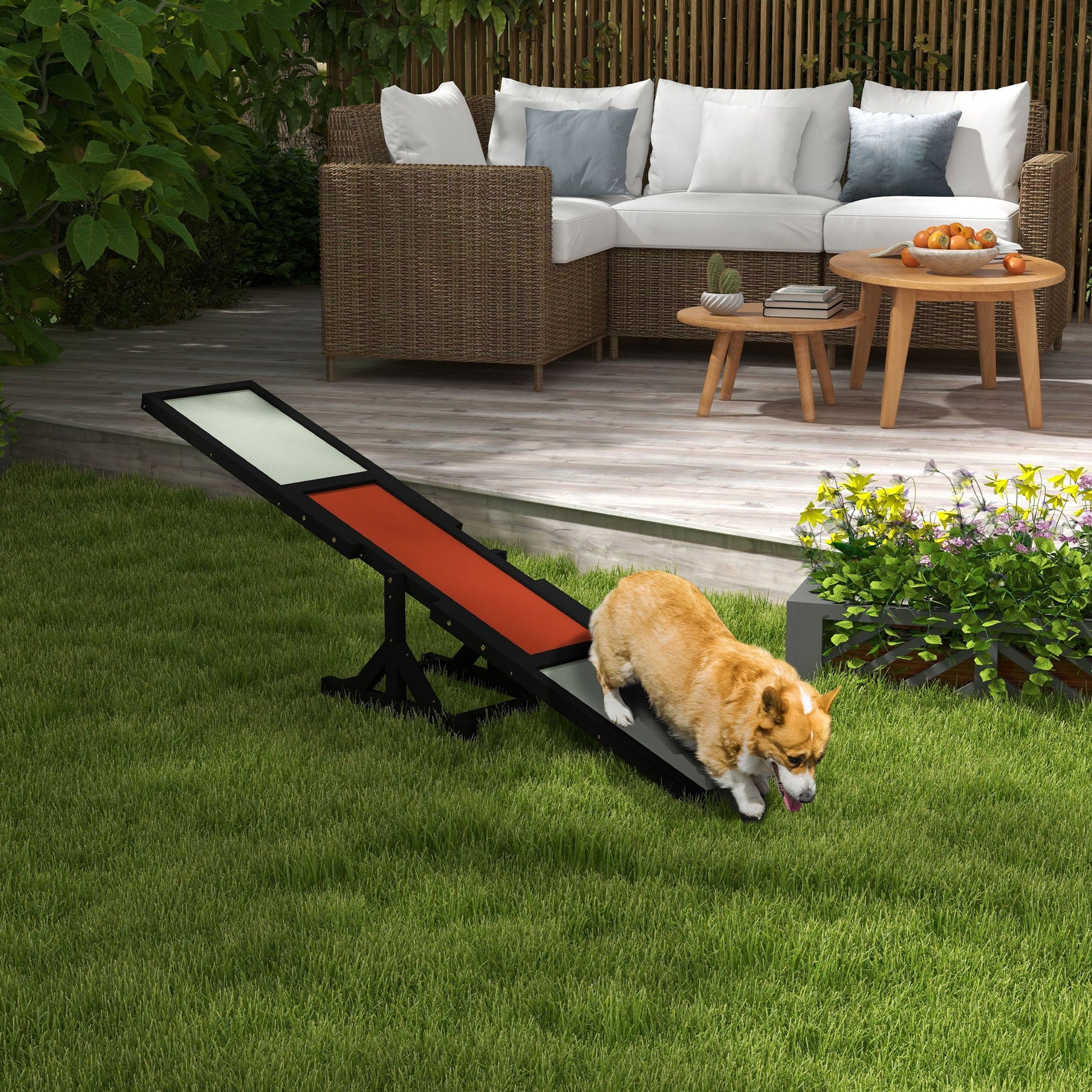 Wooden Pet Seesaw for Big Dogs, Dog Agility Equipment with Anti-Slip Surface - Black-1