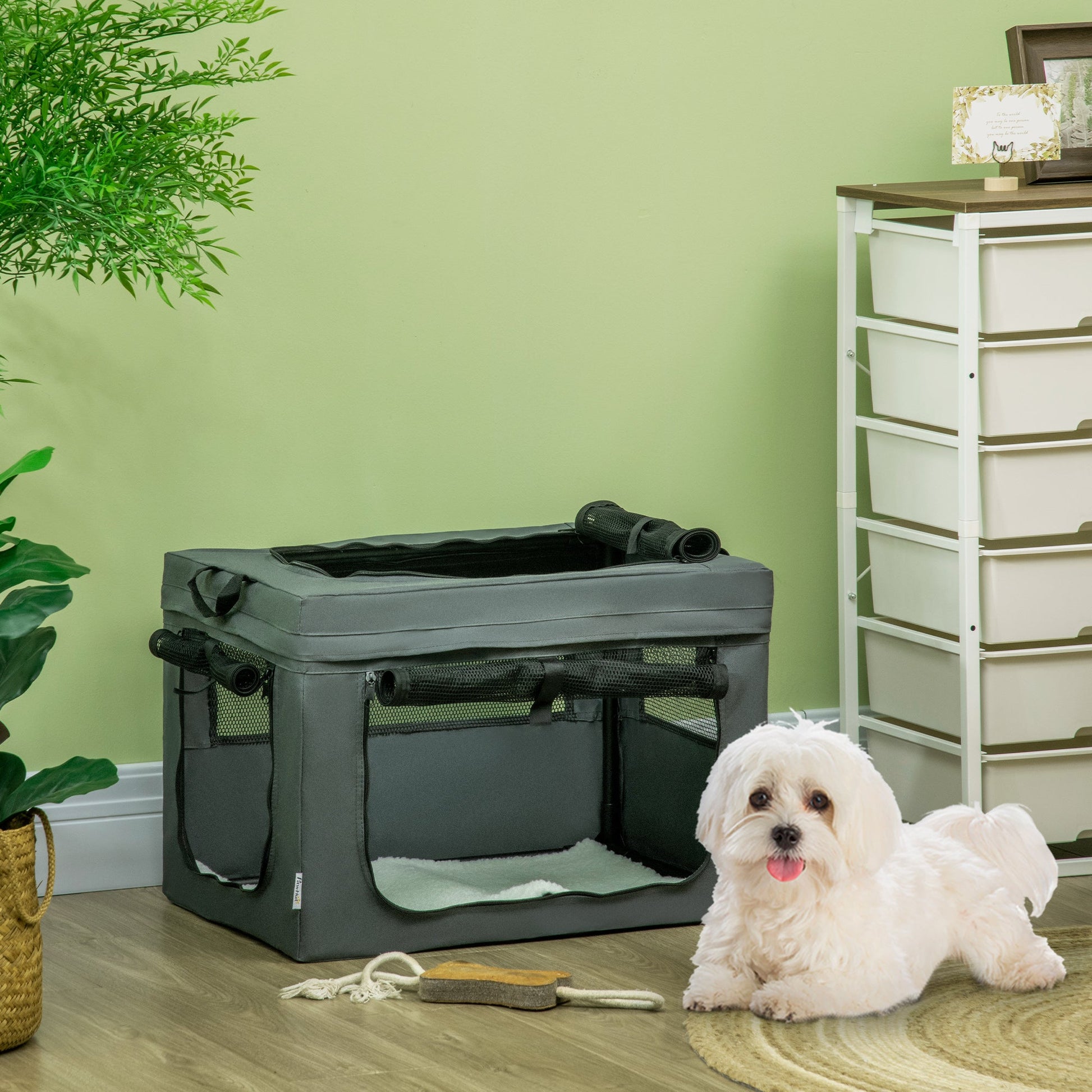Pet Carrier, Portable Cat Carrier, Foldable Dog Bag for Miniature Dogs, 60 x 42 x 42 cm, Grey-1