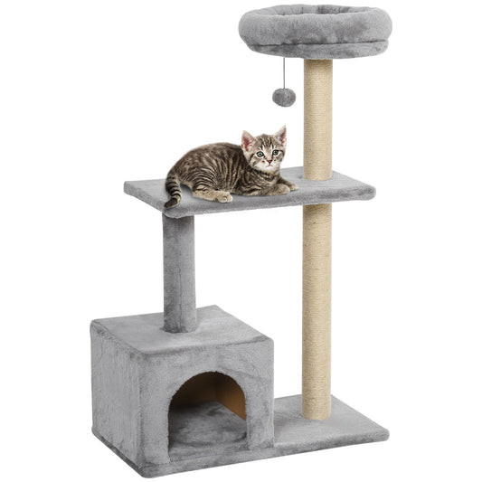 Cats Sisal Rope 3-Tier Scratching Tree Grey-0