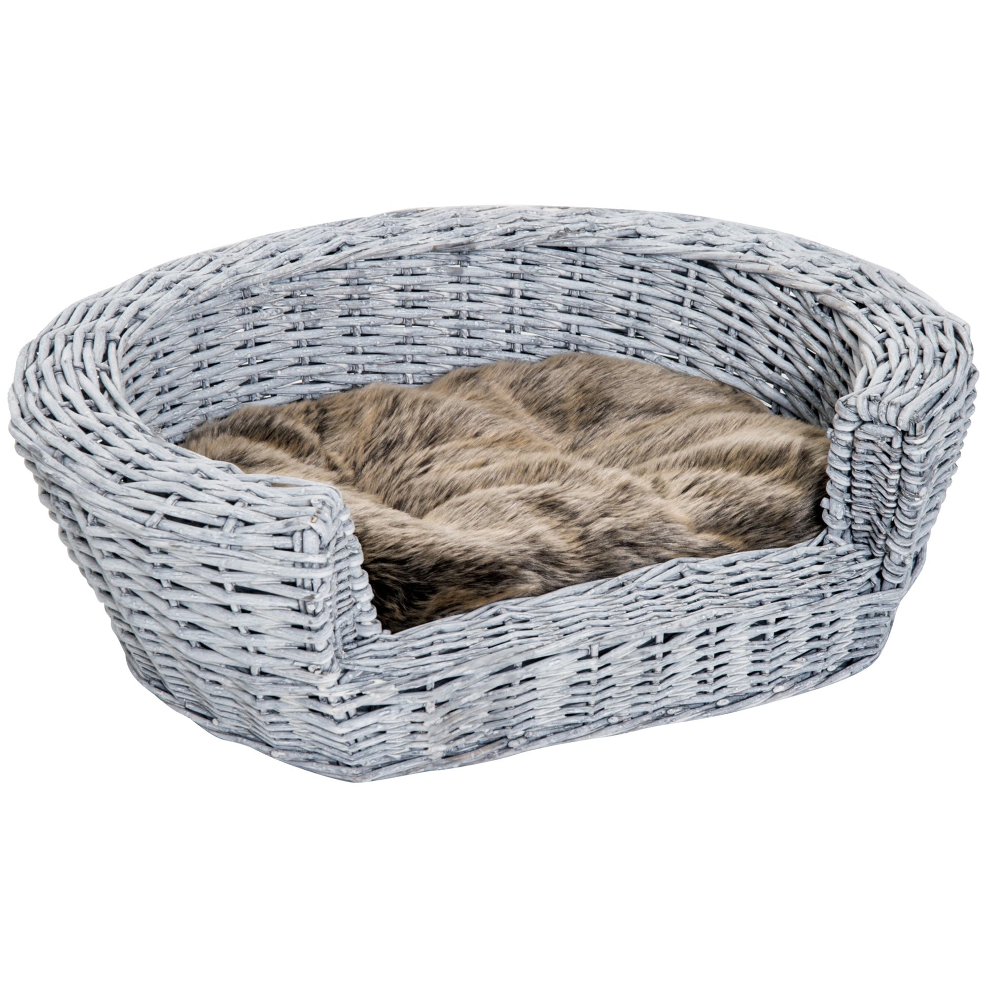 Pet Basket Sofa Bed, 57Lx46Wx17.5H cm, Willow Rattan-Grey-0