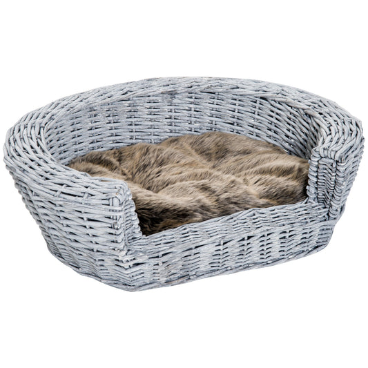 Pet Basket Sofa Bed, 57Lx46Wx17.5H cm, Willow Rattan-Grey-0