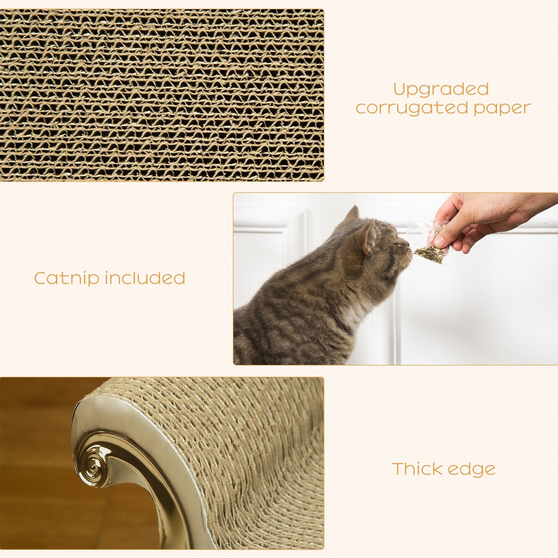 Cat Corrugated Paper Scratching Bed Pad Board Toy Pet Furniture with Catnip Brown-3