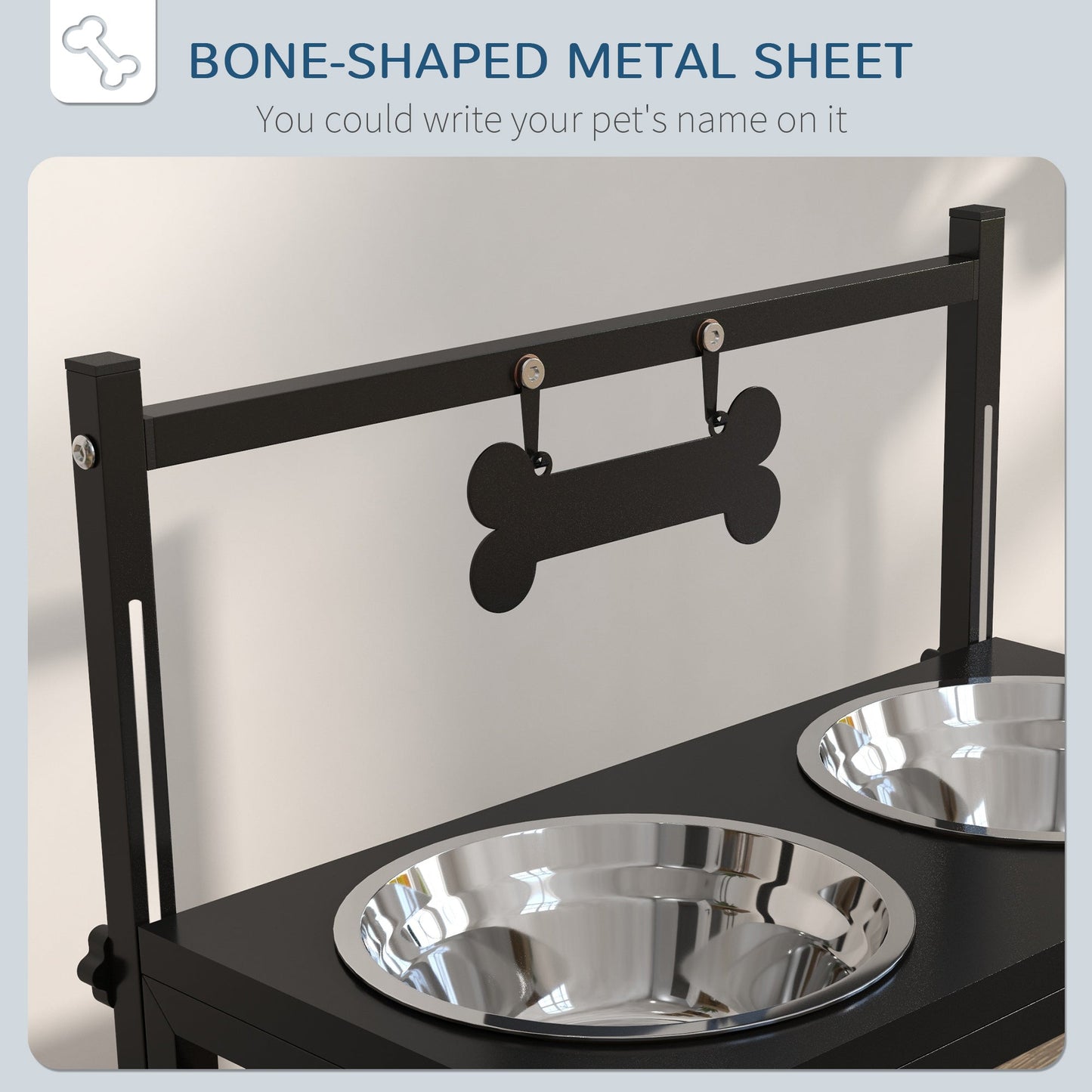 Dog Bowls with Stand, Adjustable Height Elevated Dog Bowls for Small Medium Large Dogs - Black-3