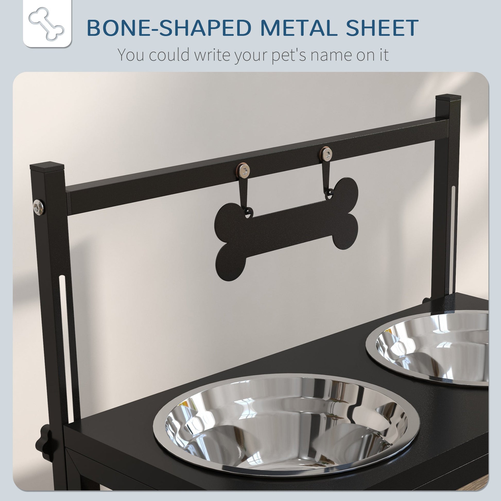 Dog Bowls with Stand, Adjustable Height Elevated Dog Bowls for Small Medium Large Dogs - Black-3