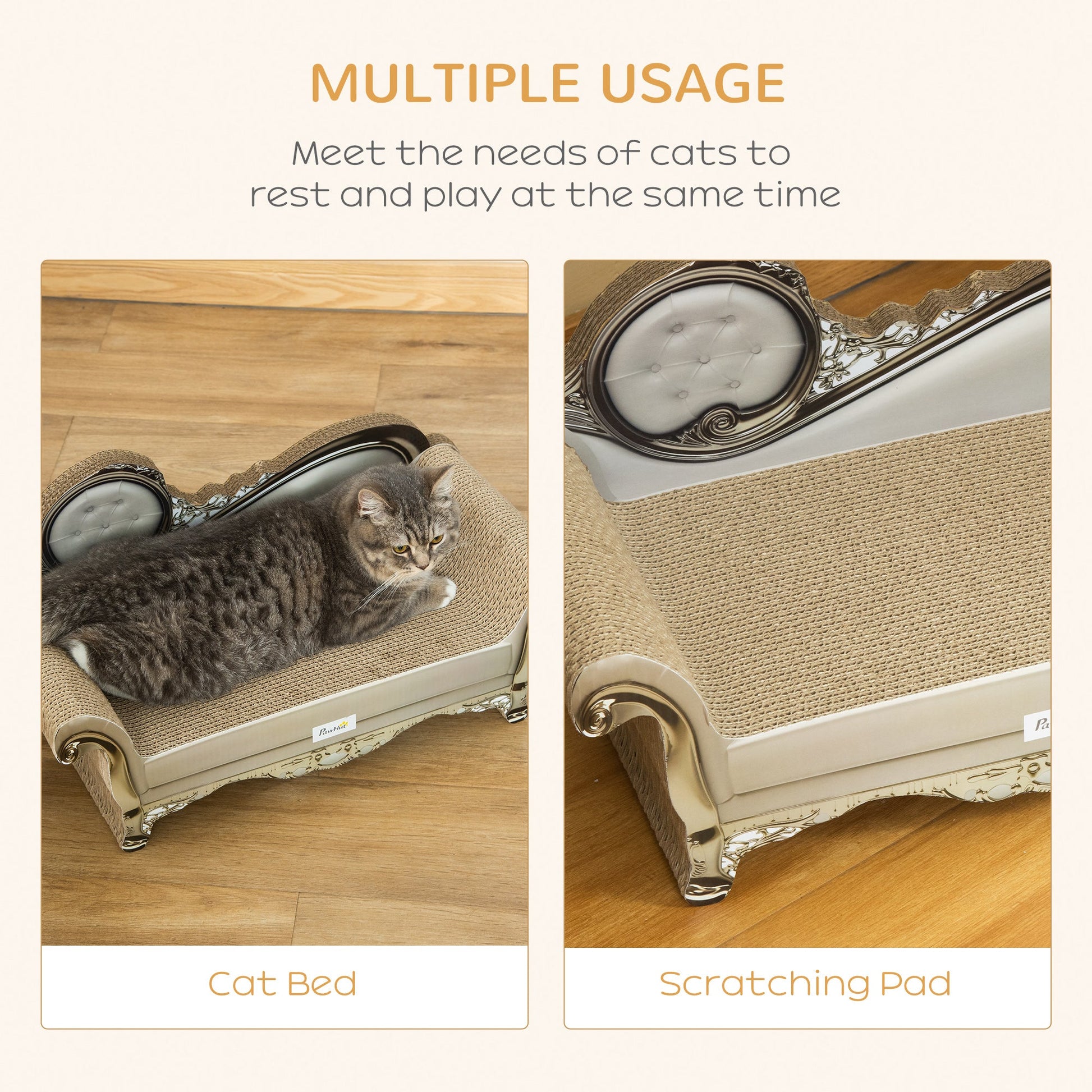 Cat Corrugated Paper Scratching Bed Pad Board Toy Pet Furniture with Catnip Brown-2