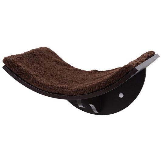 Cats Wall-Mounted MDF Shelf Bed w/ Fleece Cushion Brown-0