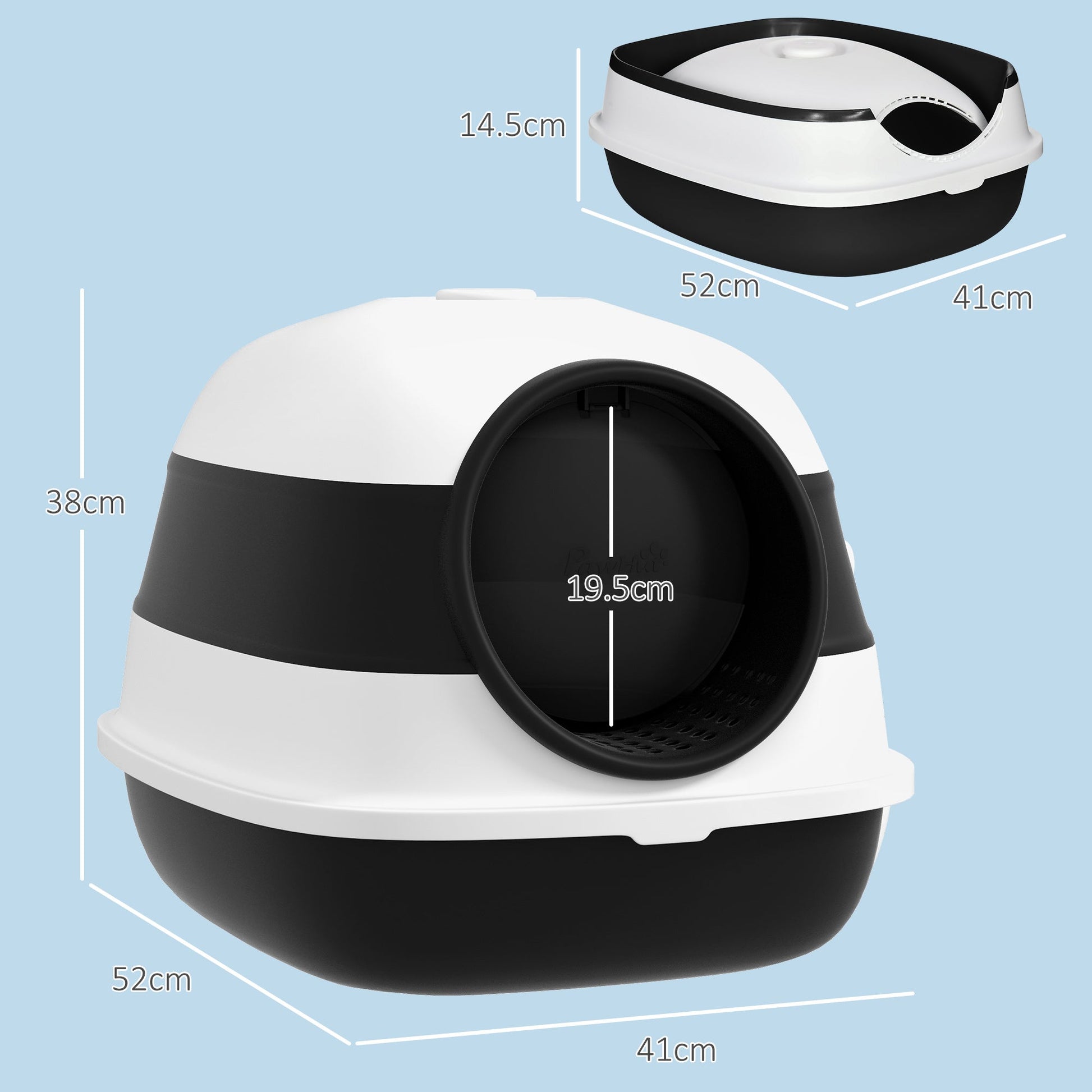 Foldable Cat Litter Tray with Lid, Deodorant, Scoop, Black-2