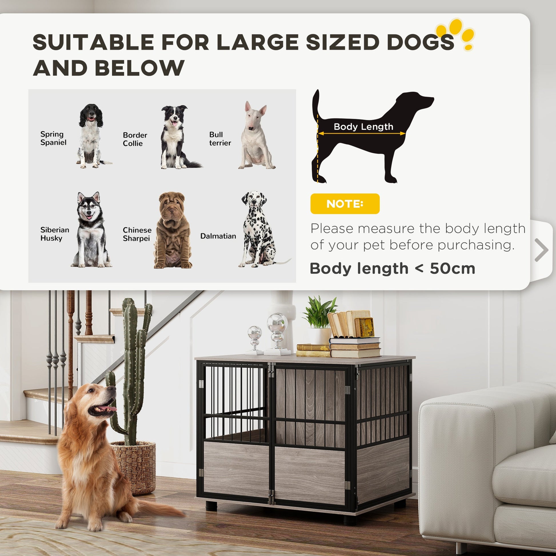 80cm Furniture Style Dog Crate Dog Cage End Table Indoor with 3 Doors Soft Washable Cushion, for Medium Sized Dogs-3