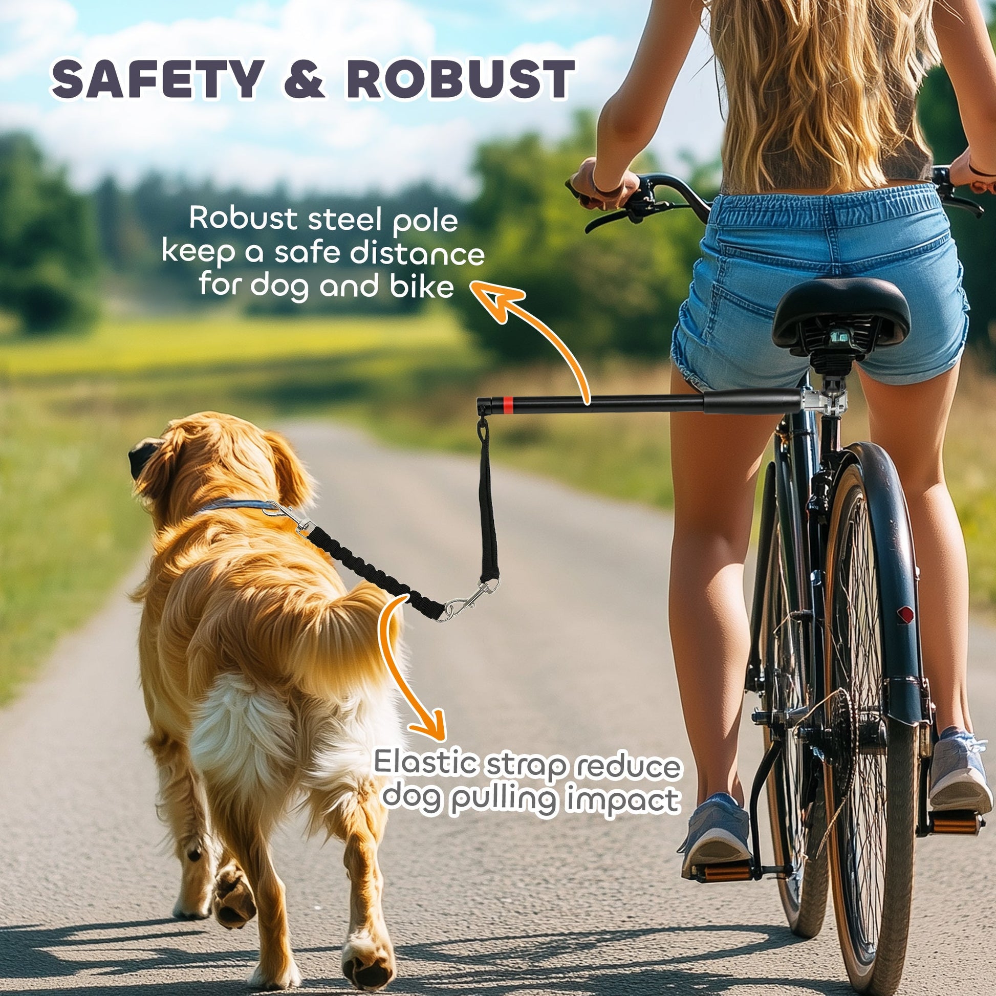 Dog Lead for Bicycle, Dog Leash for Cycling, Training, Jogging, Black-4