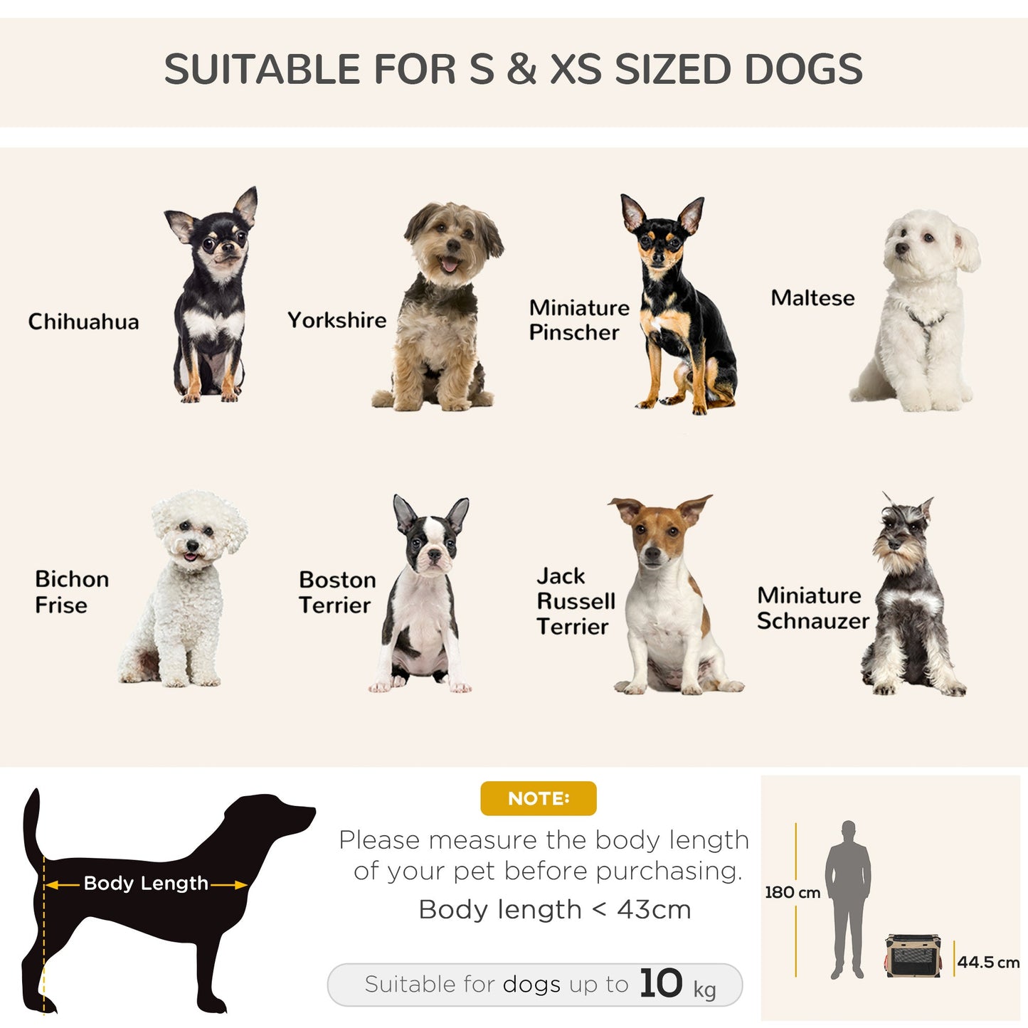 Pet Carrier Folding Cat Carrier Portable Dog Bag Pet Travel Carrier w/ Cushion, Adjustable Strap for S & XS Dogs, Khaki-3