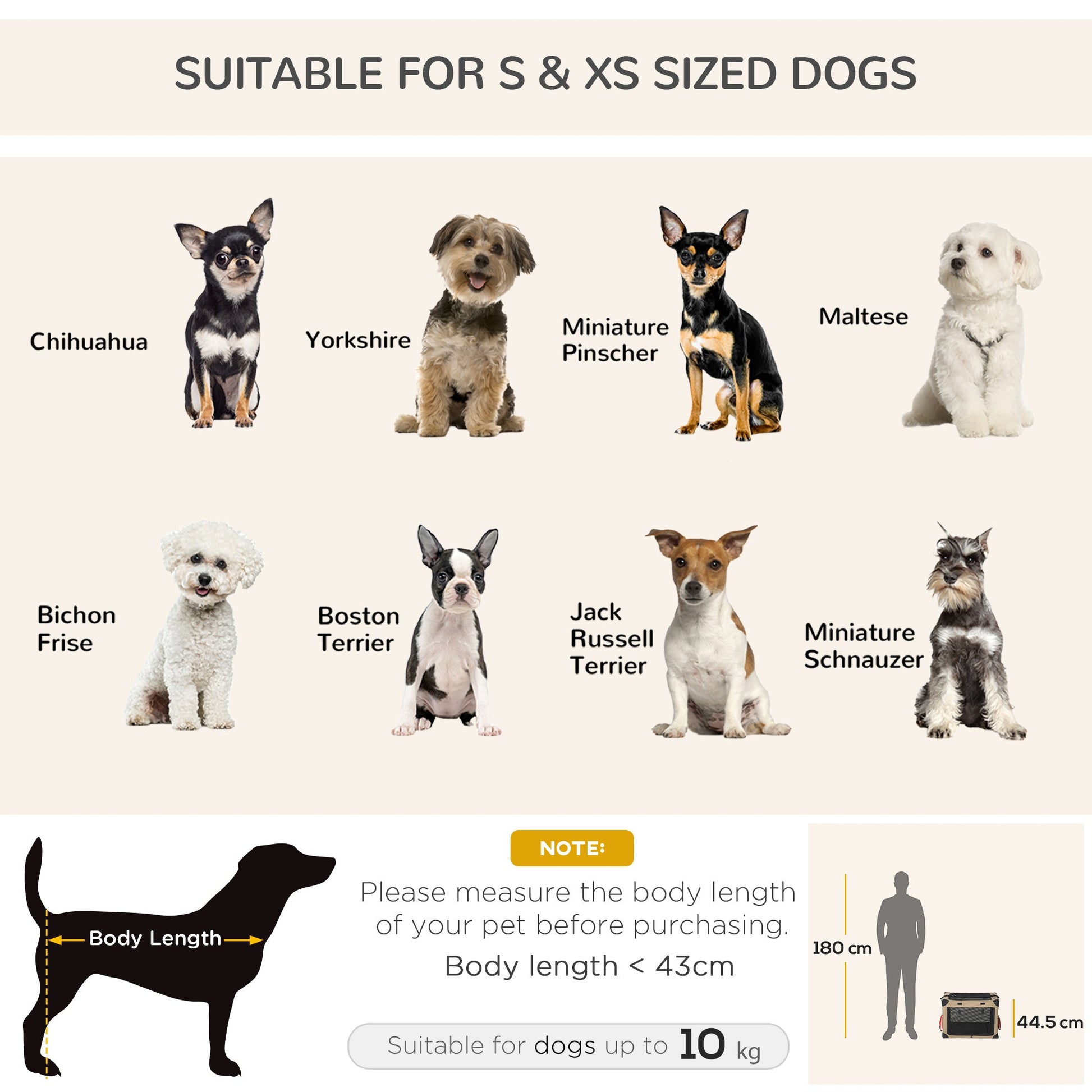 Pet Carrier Folding Cat Carrier Portable Dog Bag Pet Travel Carrier w/ Cushion, Adjustable Strap for S & XS Dogs, Khaki-3