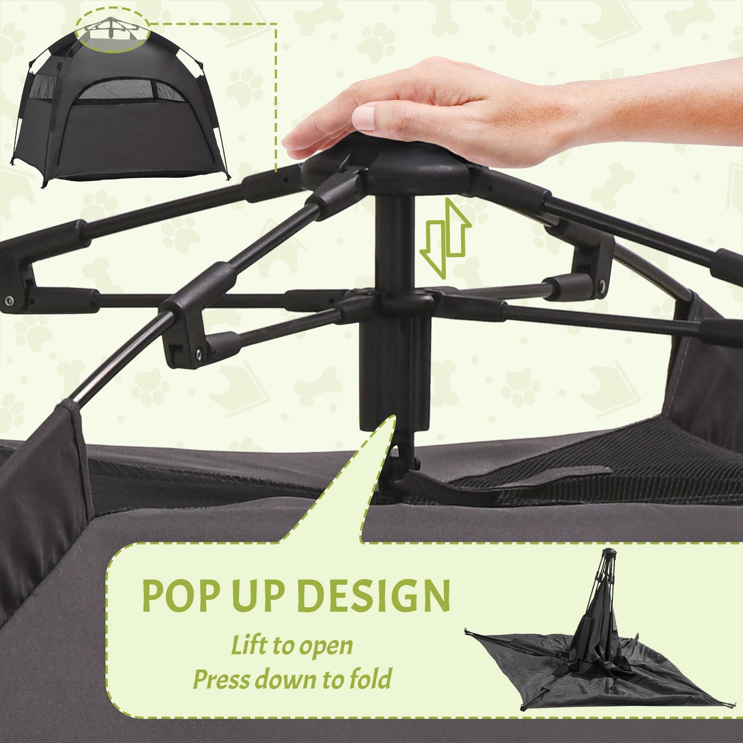 Foldable Dog Cat Tent with Water-Resistant Oxford, Carry Bag for Extra Large Dog, Charcoal Grey-4