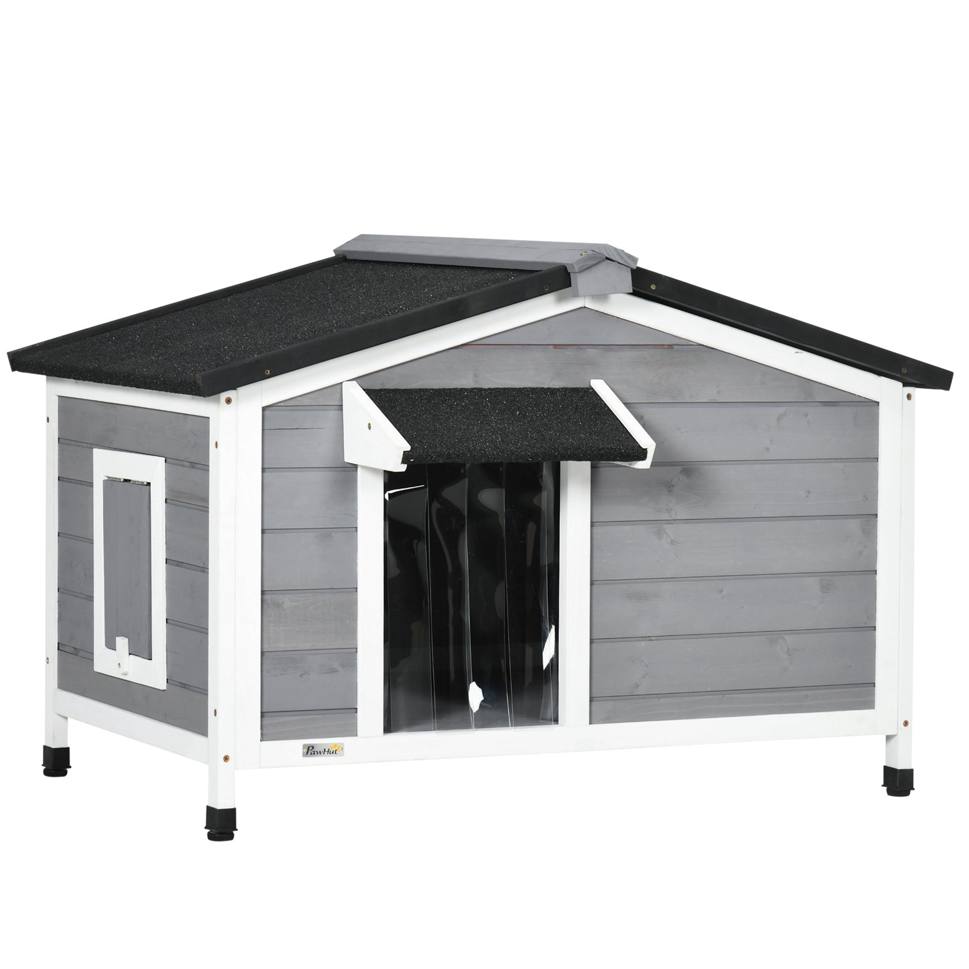Wooden Dog Kennel for Outside, for Medium Dogs, 65H x 97L x 72Wcm, Grey-0